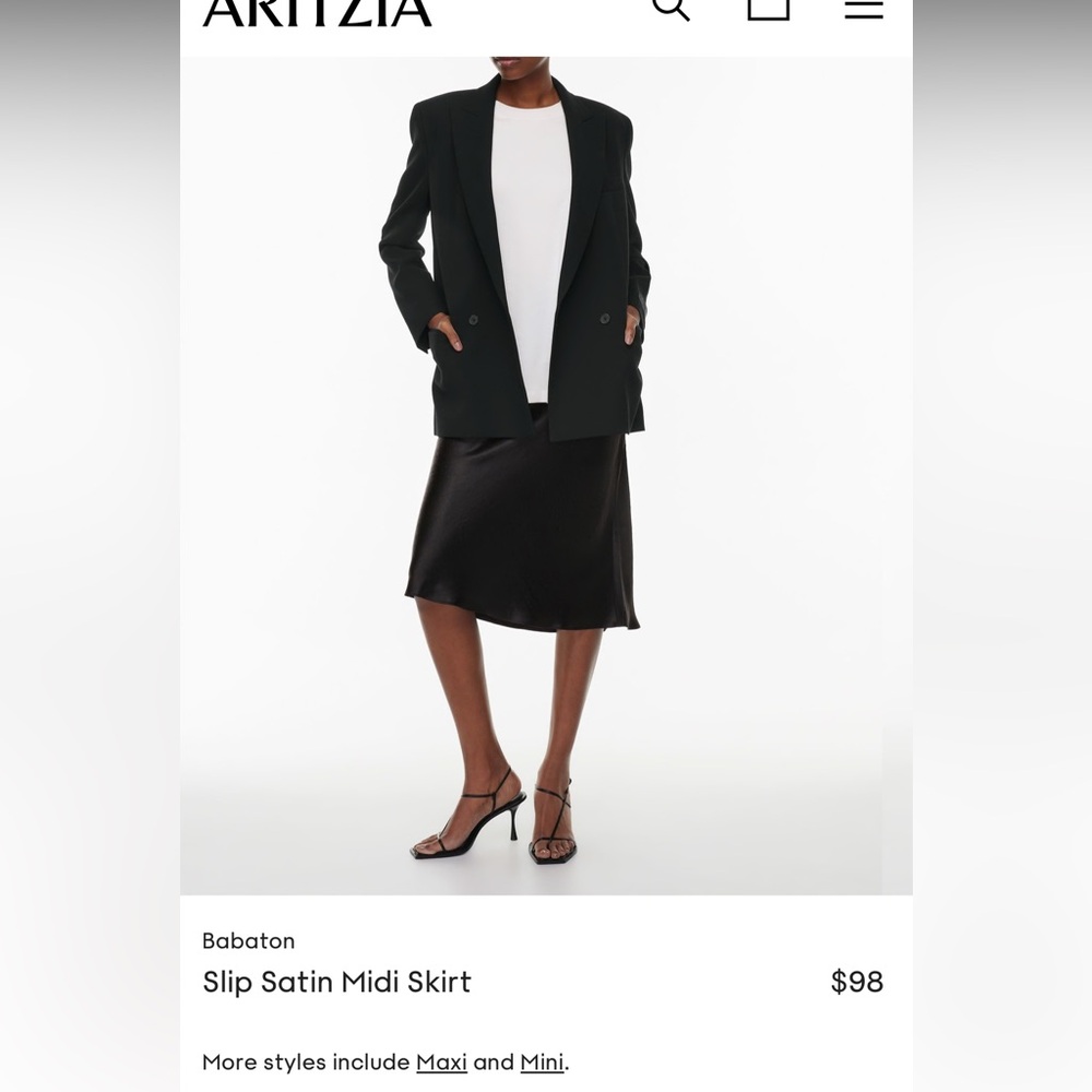 Aritzia slip midi skirt